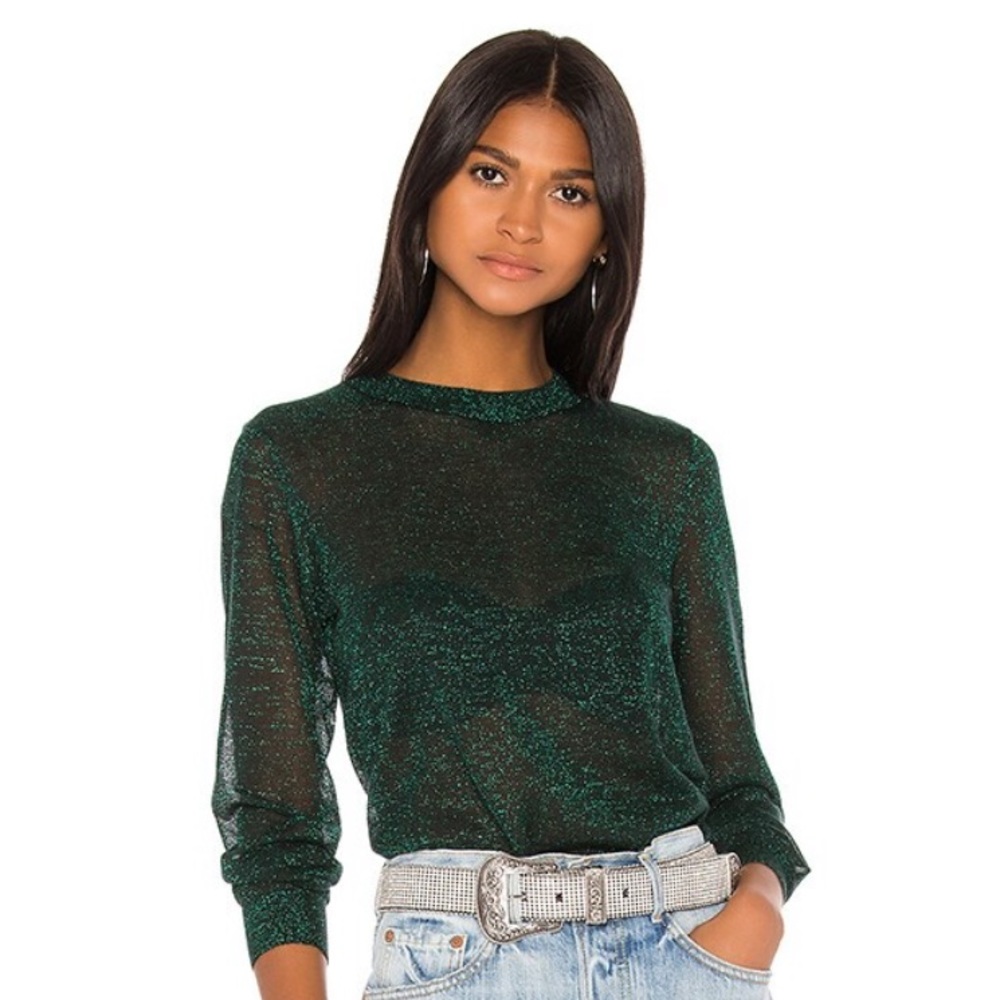 GRLFRND green sparkly mesh top size XS